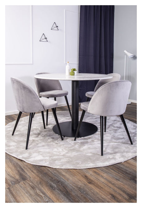 Velvet Dining Chair, Light Gray Velvet