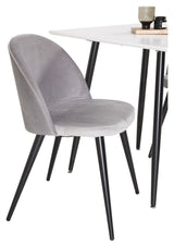 Velvet Dining Chair, Light Gray Velvet