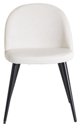 Velvet Dining chair, Off white velvet, black metal legs