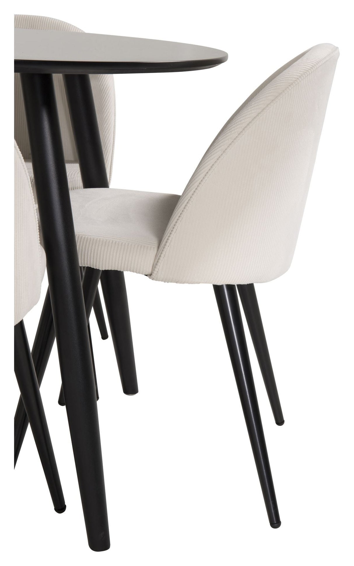 Velvet Dining chair, Off white velvet, black metal legs