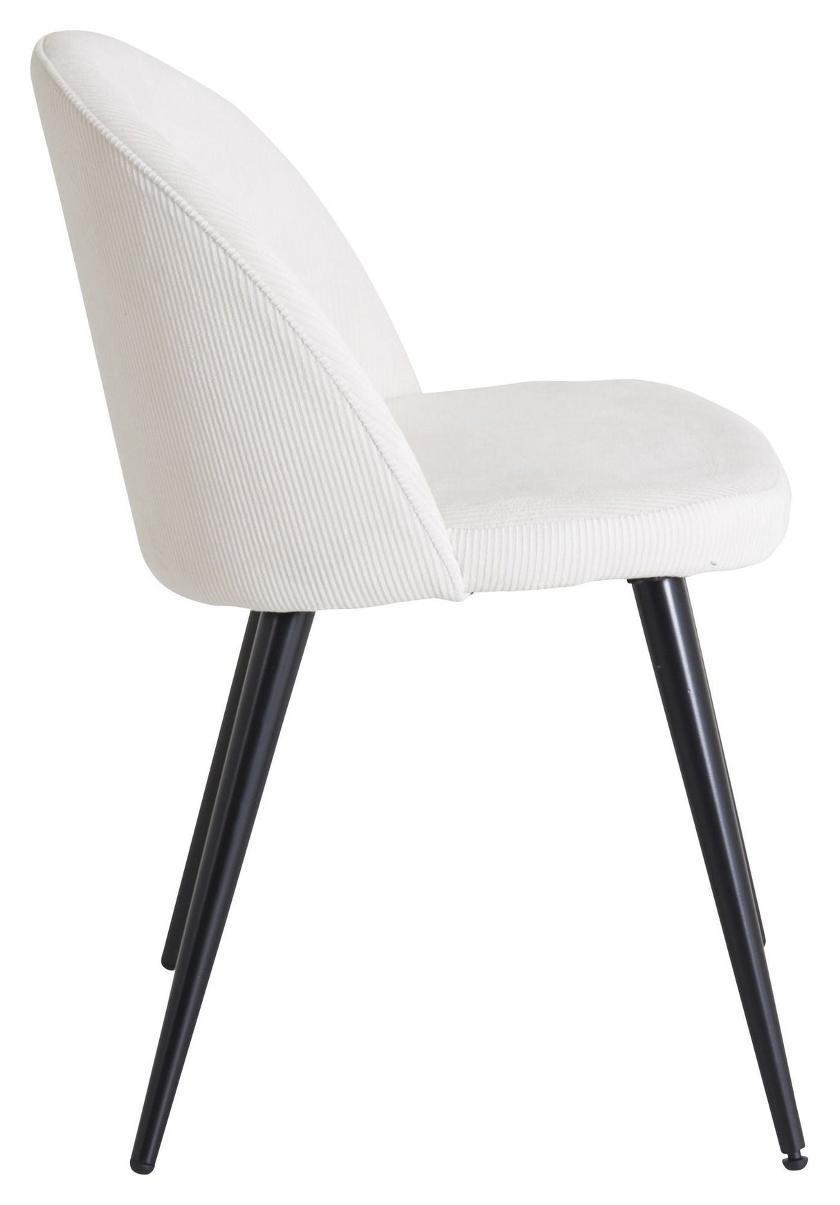 Velvet Dining chair, Off white velvet, black metal legs