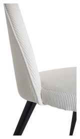 Velvet Dining chair, Off white velvet, black metal legs