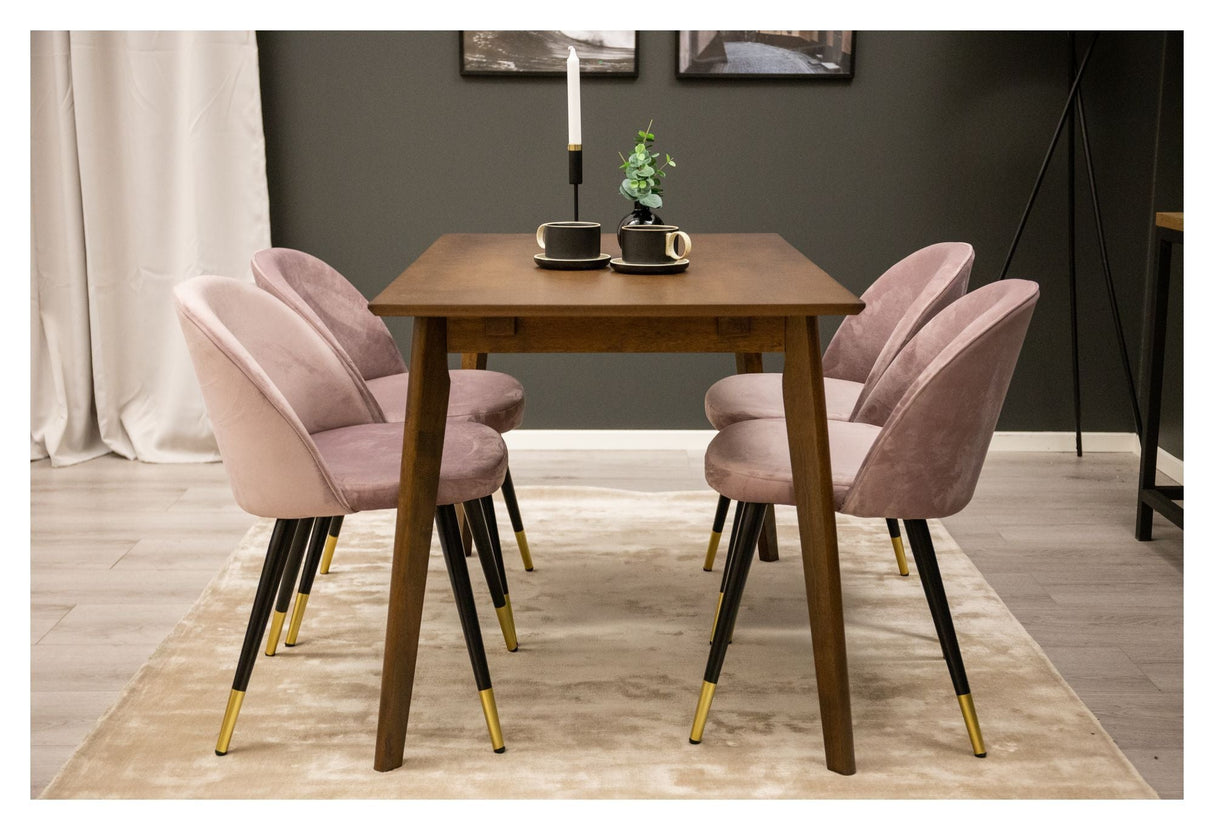 Velvet Dining chair, Rosa Velour, brass