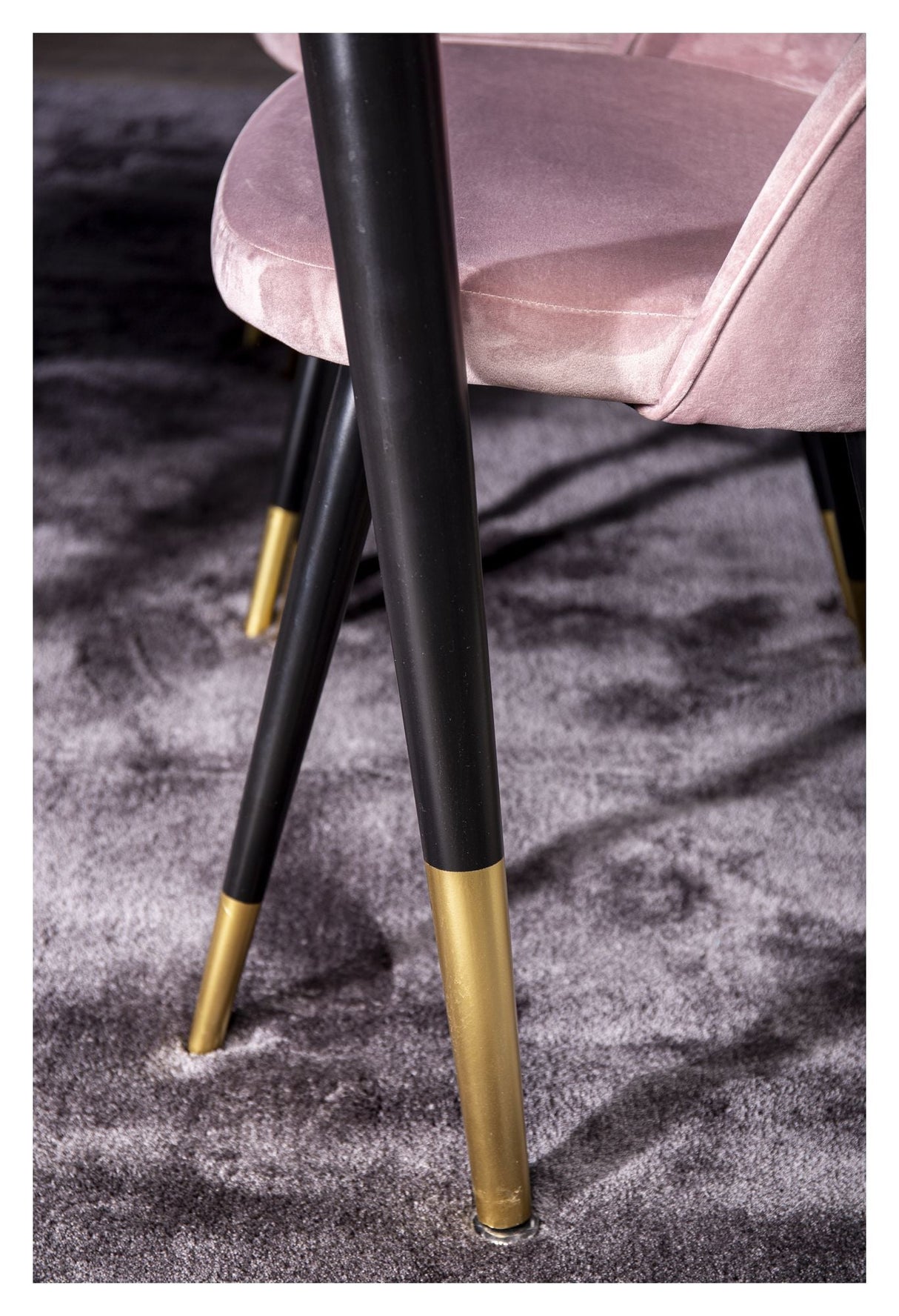 Velvet Dining chair, Rosa Velour, brass