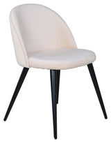 Velvet Stitches Dining Chair, Beige Velour/Black