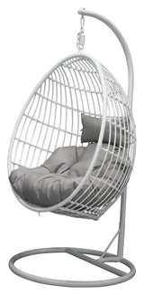 Viga, Hanging Chair, White Frame/White Tile/Gray Cushion