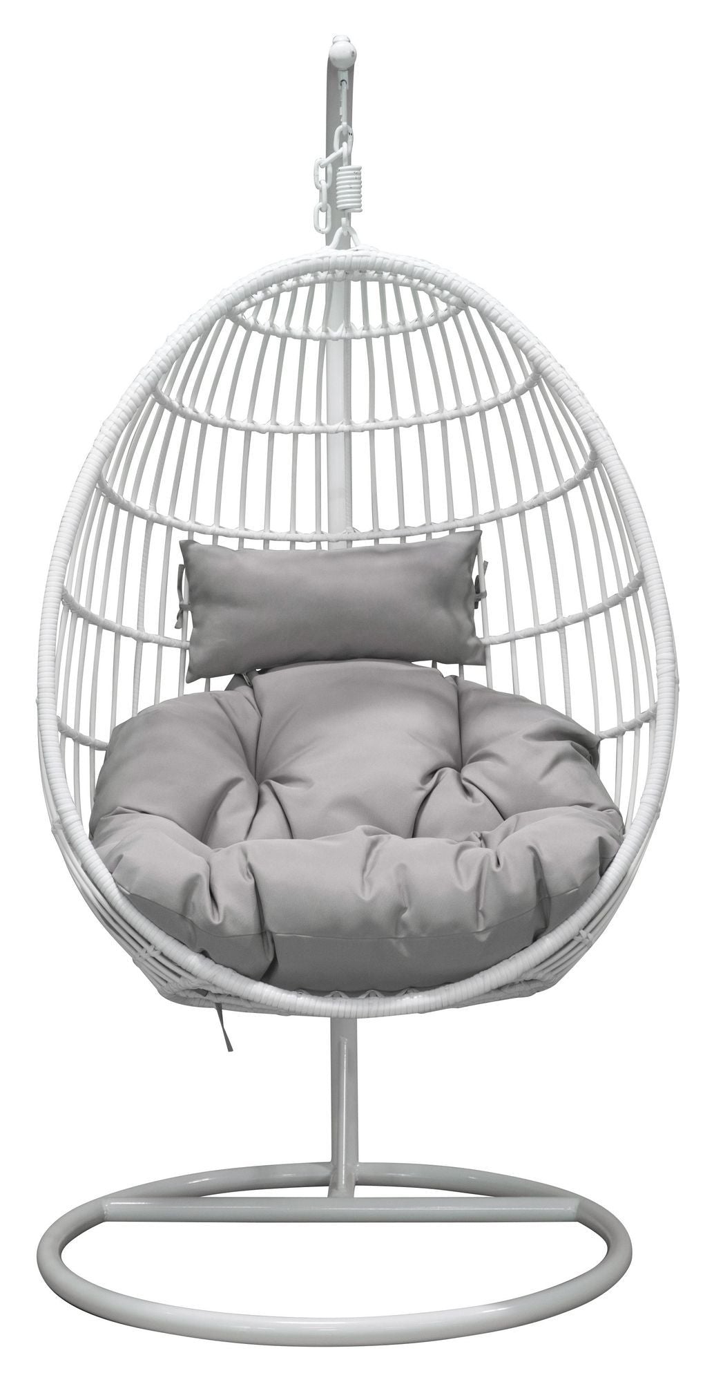 Viga, Hanging Chair, White Frame/White Tile/Gray Cushion