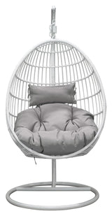 Viga, Hanging Chair, White Frame/White Tile/Gray Cushion