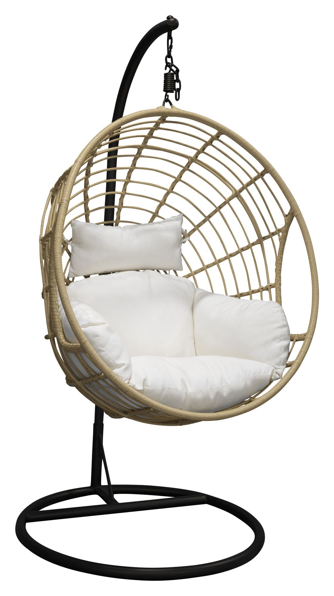 Viga, Hanging Chair, Black /Nature Merge/OffWhite Cushion