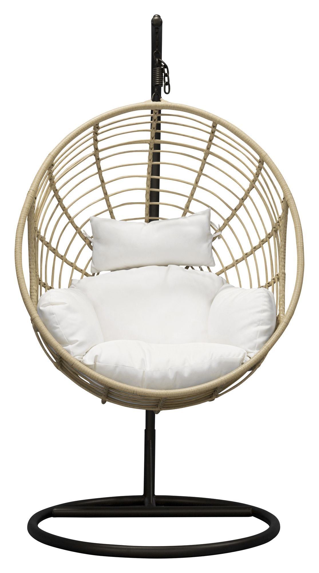 Viga, Hanging Chair, Black /Nature Merge/OffWhite Cushion