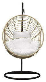 Viga, Hanging Chair, Black /Nature Merge/OffWhite Cushion