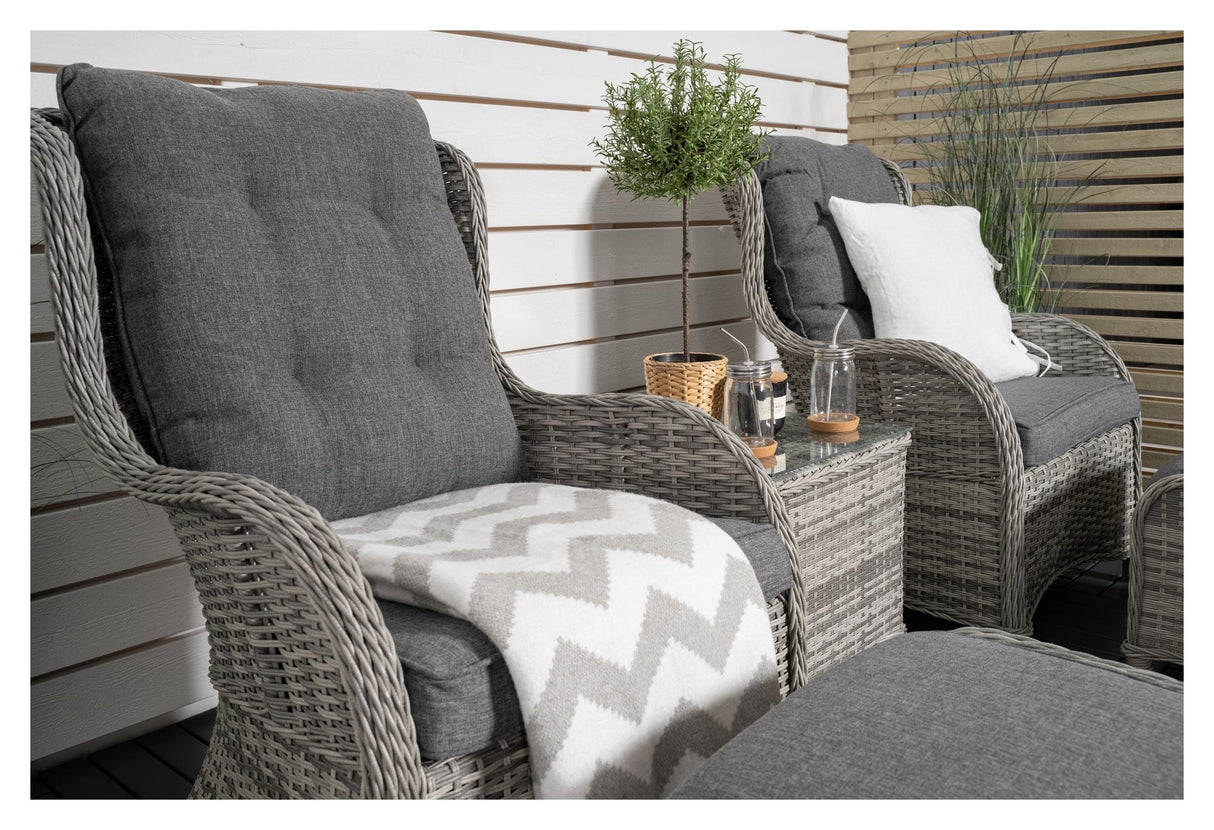 Vikelund Wicker Chairs Set, Gray w. Gray Cushion