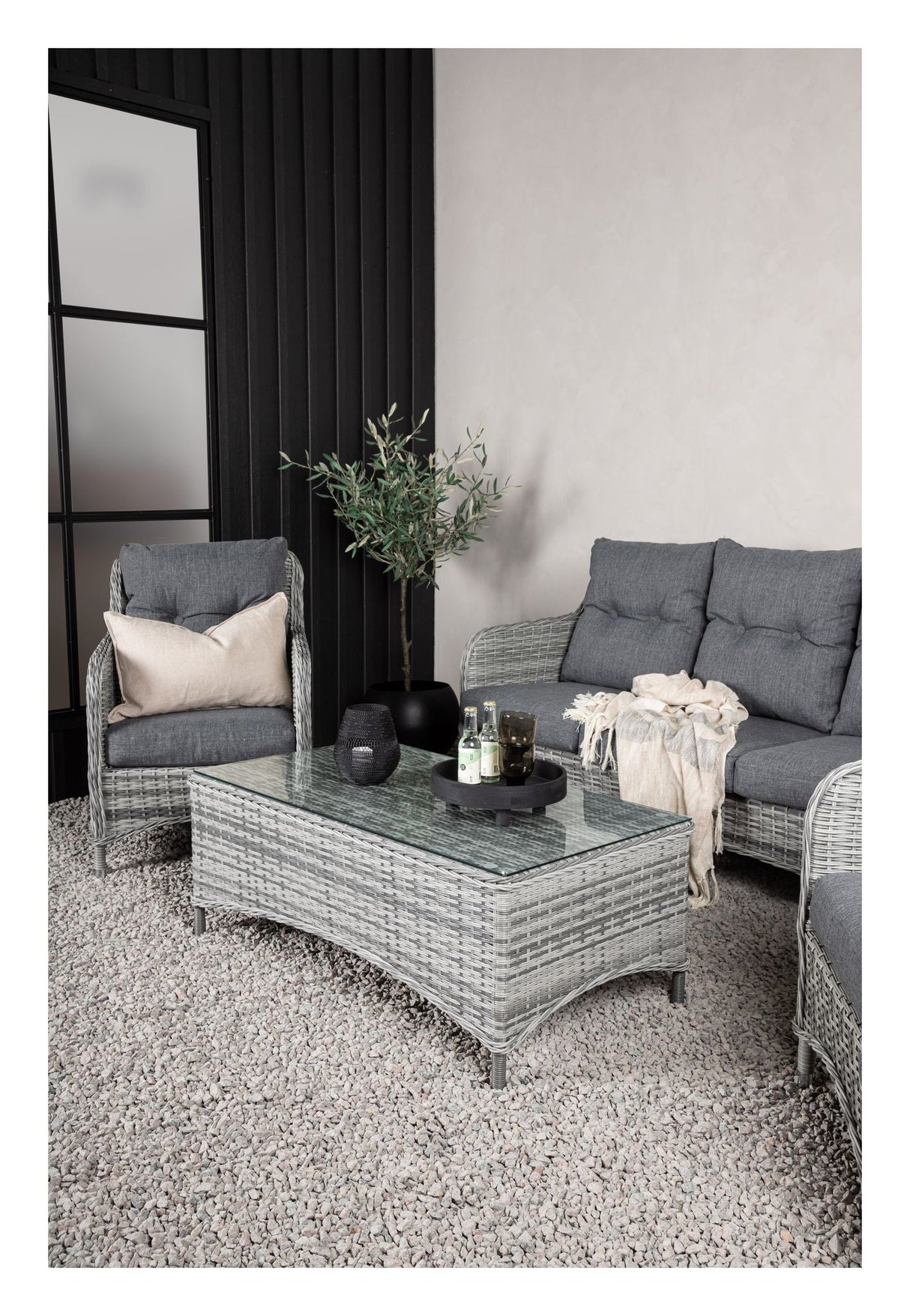 Vikelund, Sofa Set, Gray/Gray Cushion