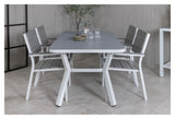 Virya Garden Table, White Alu w. Gray glass, 160x90