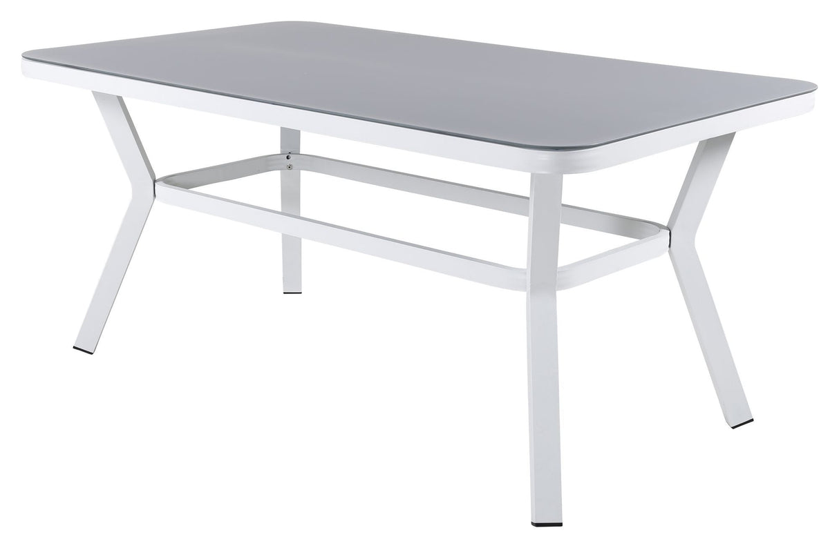 Virya Garden Table, White Alu w. Gray glass, 160x90