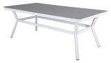 Virya Garden table, White w. gray glass