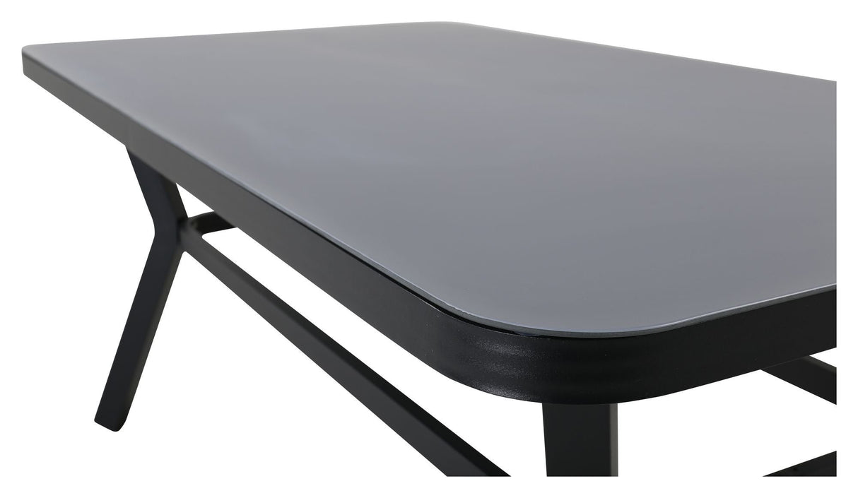 Virya Garden Table, Black Alu w. Gray glass, 160x90