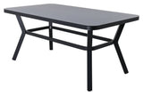 Virya Garden Table, Black Alu w. Gray glass, 160x90