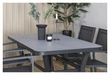 Virya Garden Table, Black Alu w. Gray glass, 160x90