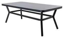 Virya Garden Table, Black Alu w. Gray glass, 200x100