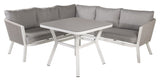 Virya Corner sofa with dining table, White with gray cushions