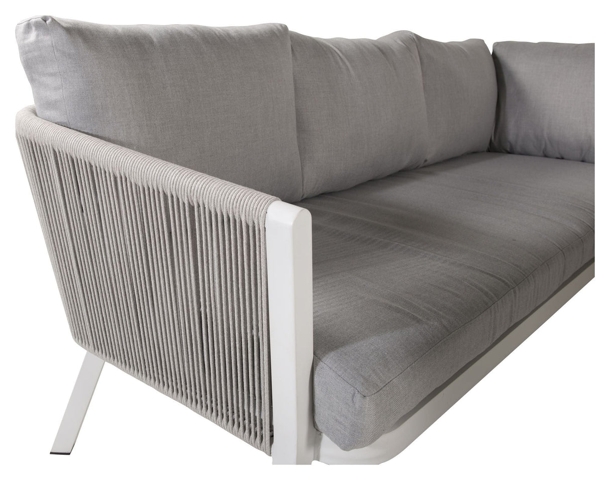 Virya Corner sofa with dining table, White with gray cushions