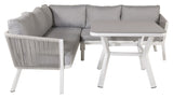 Virya Corner sofa with dining table, White with gray cushions