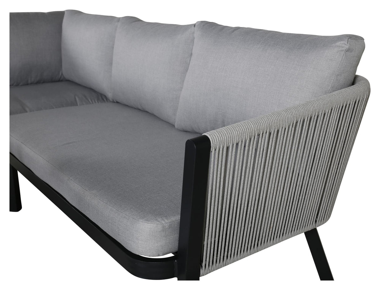 Virya Corner sofa with dining table, Black with gray cushions