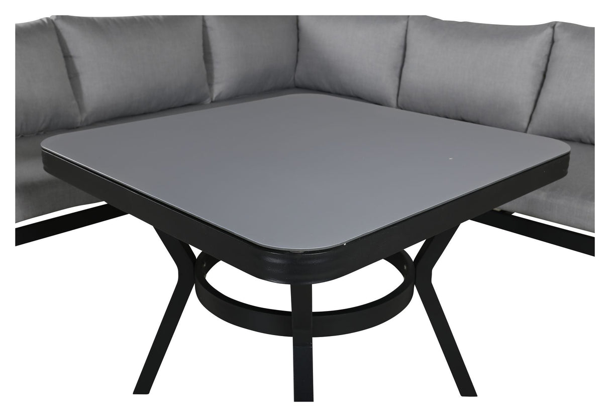 Virya Corner sofa with dining table, Black with gray cushions