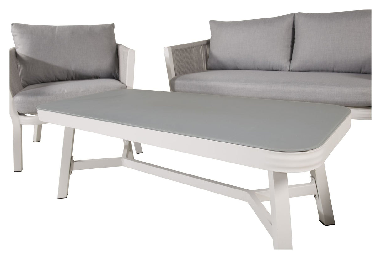 Virya Lounge Set, White w. gray cushions