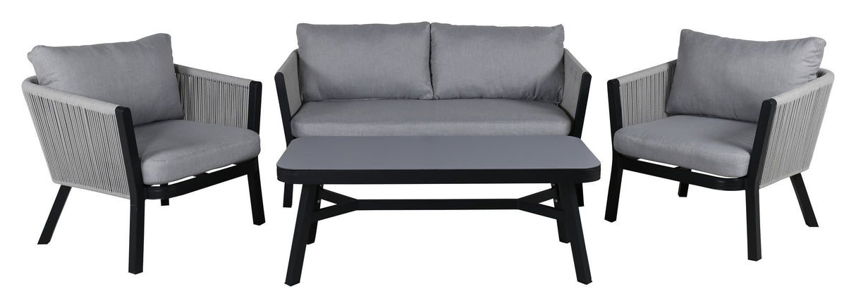 Virya Lounge Set, black with gray cushions