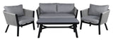 Virya Lounge Set, black with gray cushions