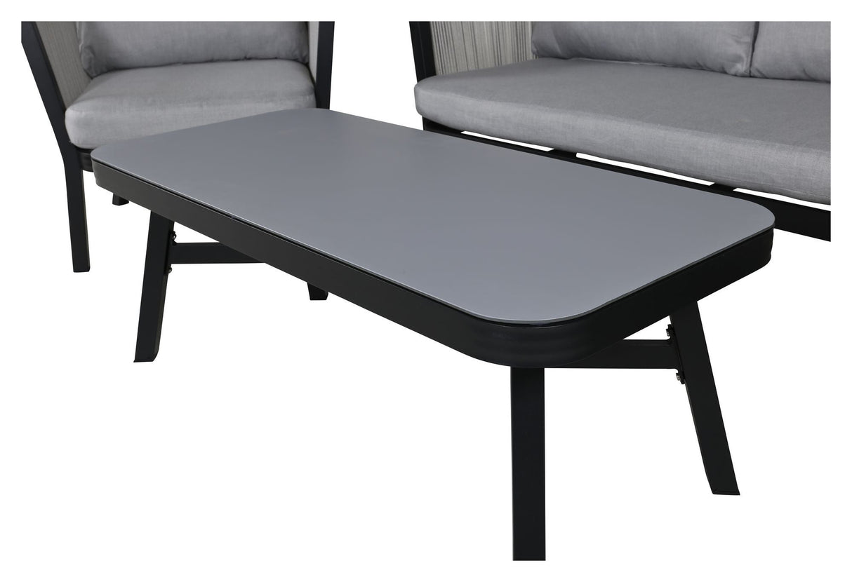 Virya Lounge Set, black with gray cushions