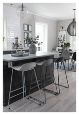 Wave Bar stool, Gray, Gray metal legs