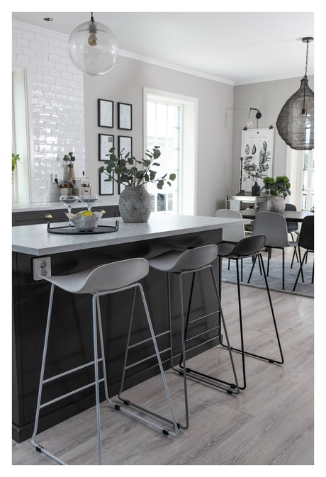 Wave Bar stool, Gray, Gray metal legs