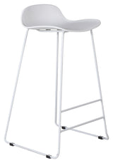 Wave Bar stool, White, White metal legs