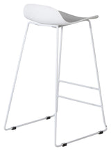 Wave Bar stool, White, White metal legs