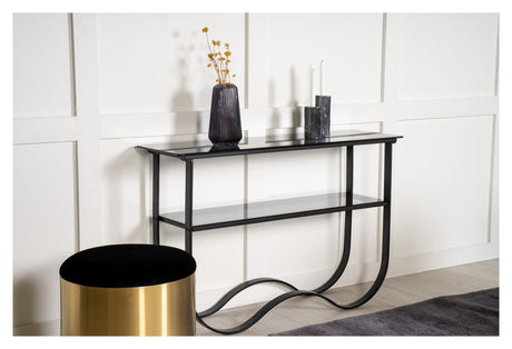 Wavy Side Table - Black Glass Top, 117x33.5