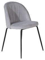 Wrinkles Dining chair, Gray velvet, Black metal legs