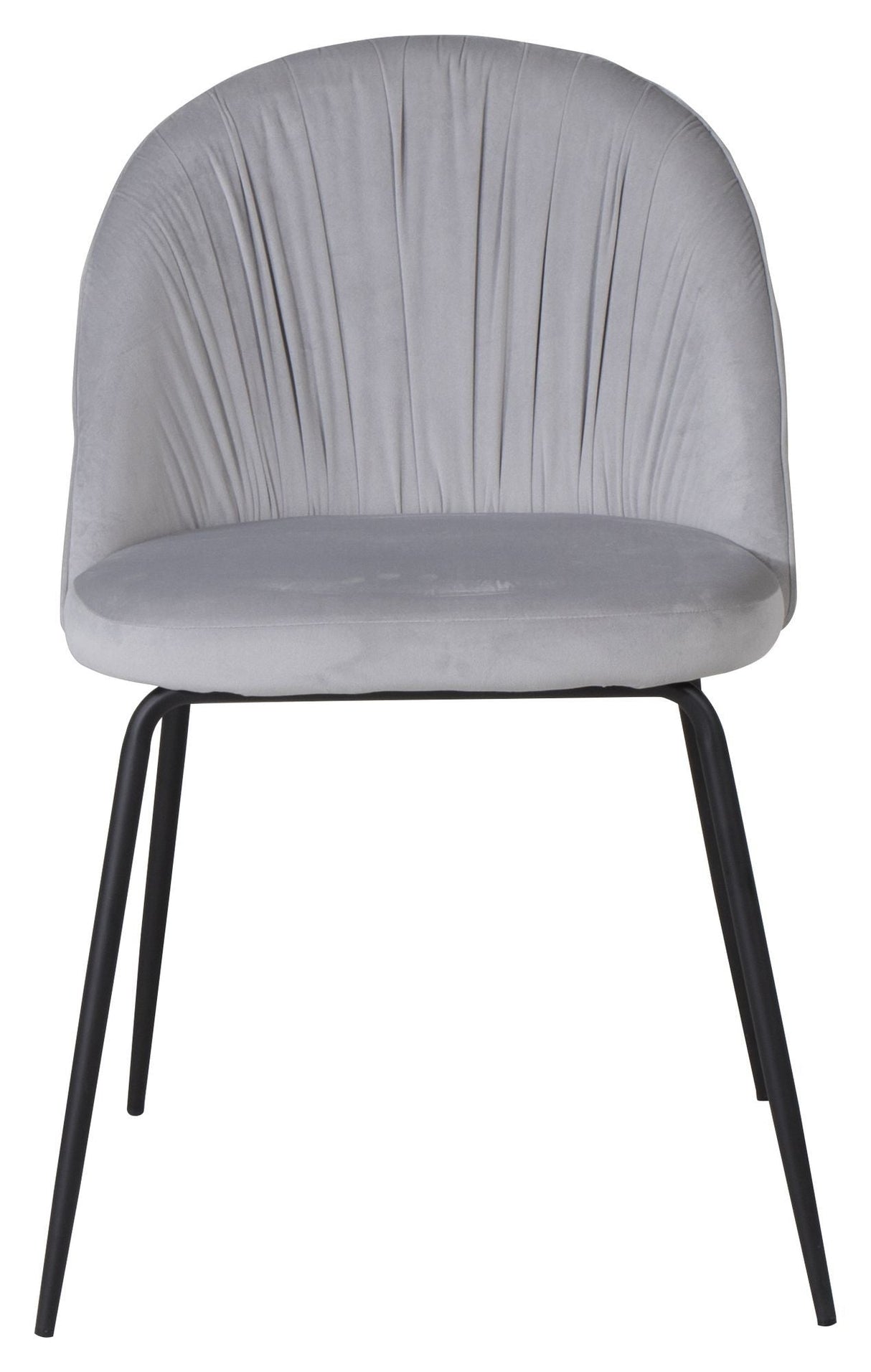 Wrinkles Dining chair, Gray velvet, Black metal legs