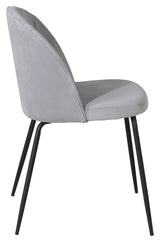 Wrinkles Dining chair, Gray velvet, Black metal legs