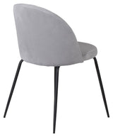 Wrinkles Dining chair, Gray velvet, Black metal legs