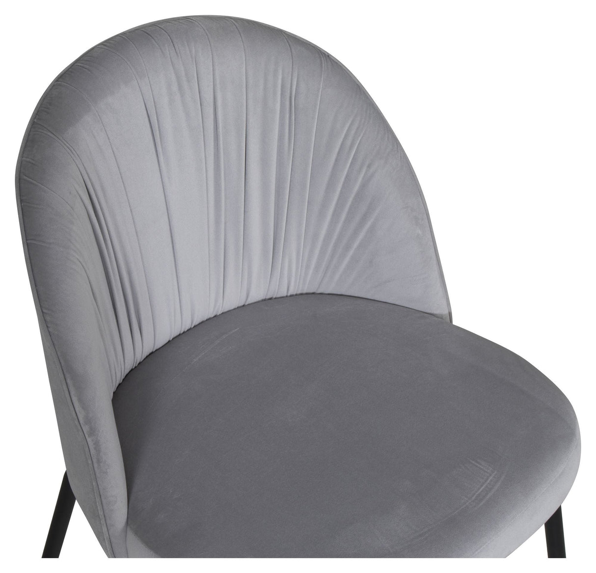 Wrinkles Dining chair, Gray velvet, Black metal legs