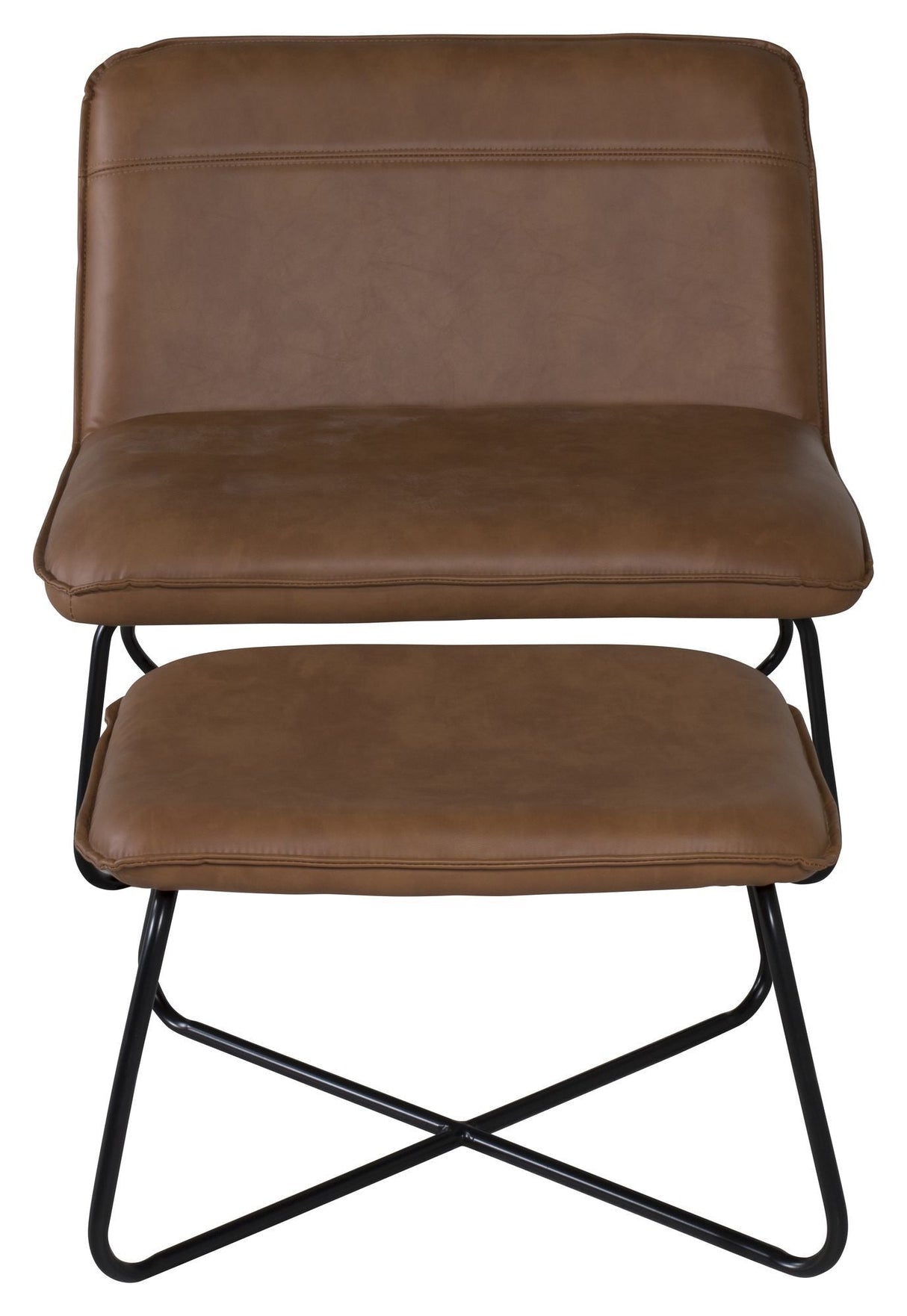 X-Lounge lounge chair with stool, Brown PU