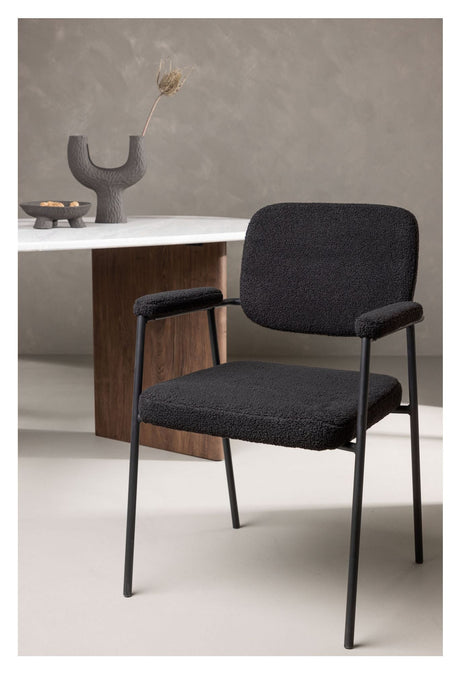 Yesterday Dining Chair, Black, Black Bouclé