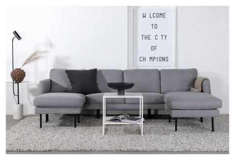 Zoom U-Sofa, Gray Fabric