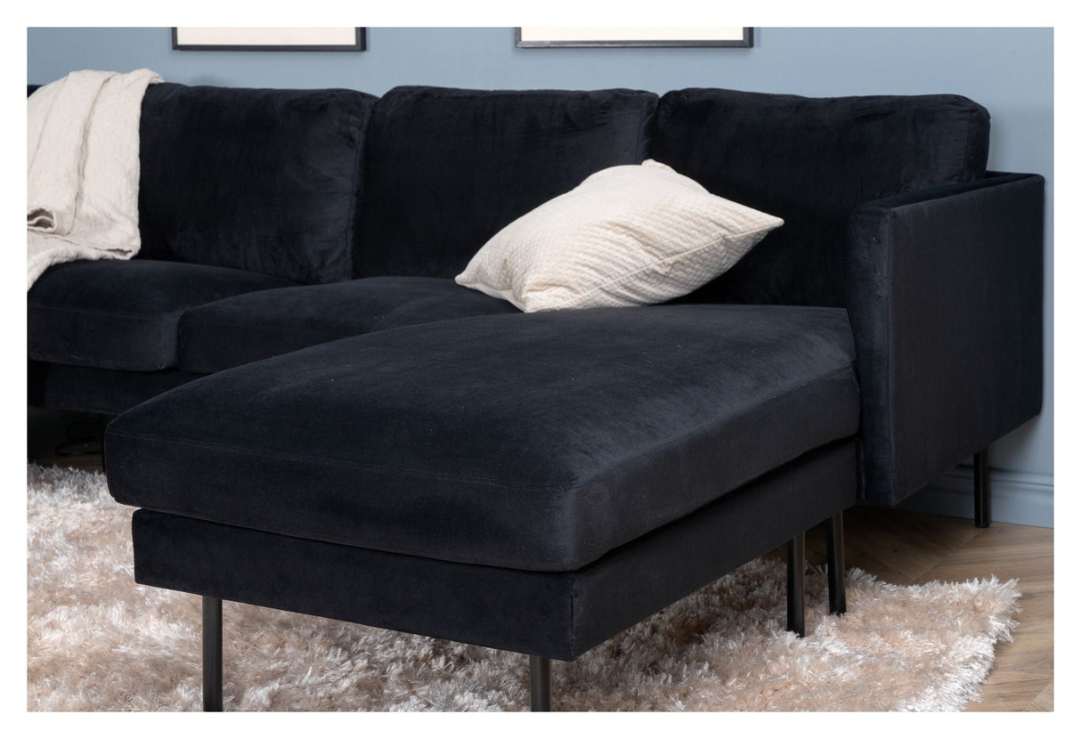 Zoom U-Sofa, Black Velvet