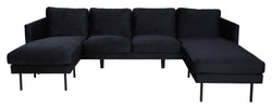 Zoom U-Sofa, Black Velvet