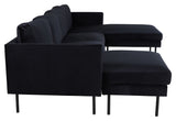 Zoom U-Sofa, Black Velvet