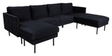 Zoom U-Sofa, Black Velvet